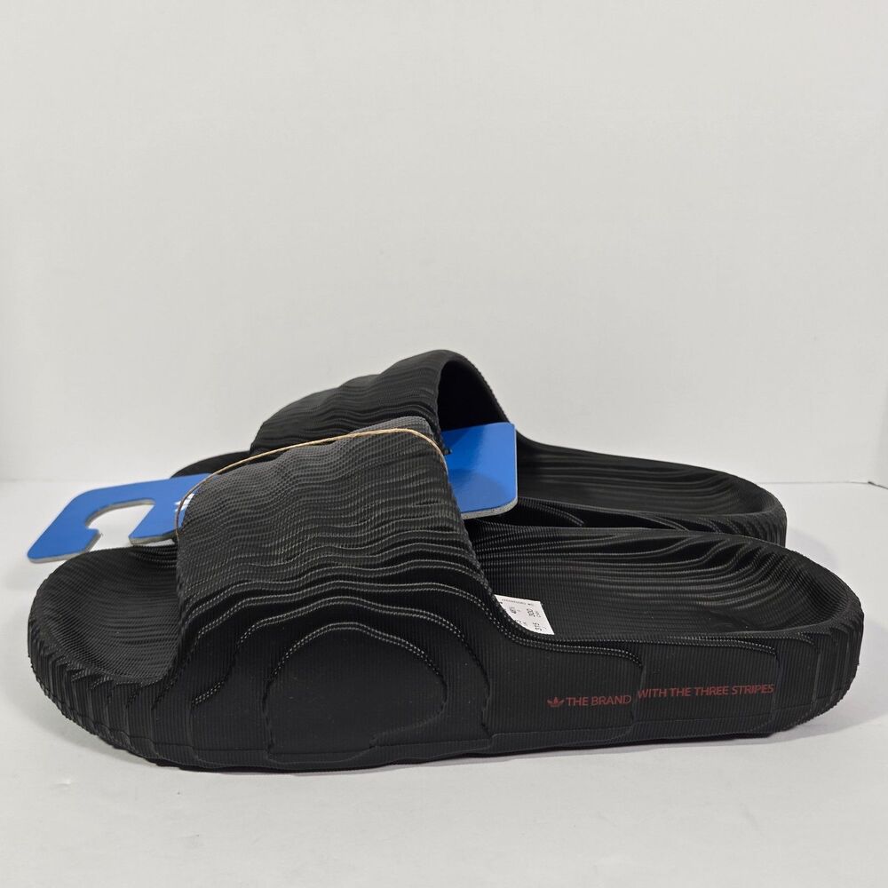 Adidas‎ Adilette 22 Slides Black Scarlet Slip On Sandals Mens Size 13 NEW ID4925